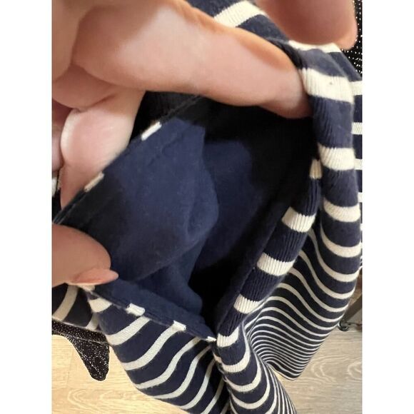 Navy Blue/White Striped Knee Length Dress with Pockets - Nautical Cotton Large - Picture 8 of 11